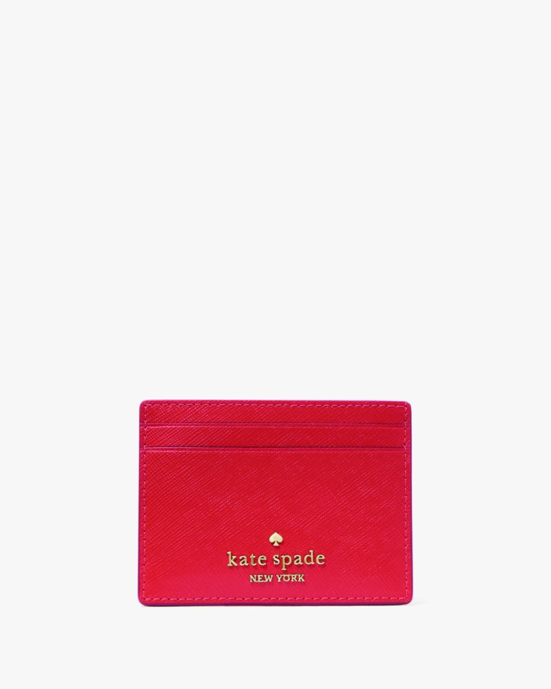 Kate Spade,Madison Small Slim Card Holder,Leather,Card Case,Logo,Metal,Casual,