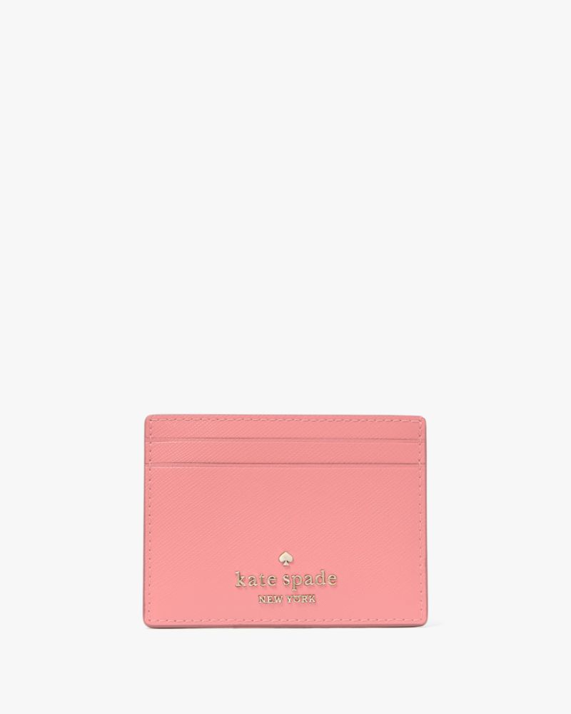 Kate Spade,Madison Small Slim Card Holder,Leather,Card Case,Metal,Logo,Casual,
