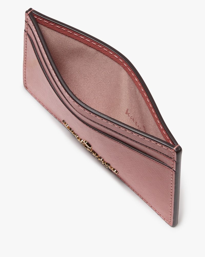 Kate Spade,Madison Small Slim Card Holder,Leather,Card Case,Metal,Logo,Casual,