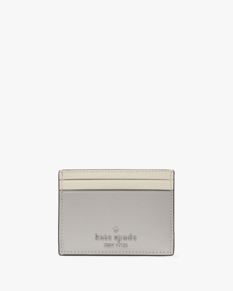 Kate Spade,Madison Colorblock Small Slim Card Holder,Platinum Grey Multi