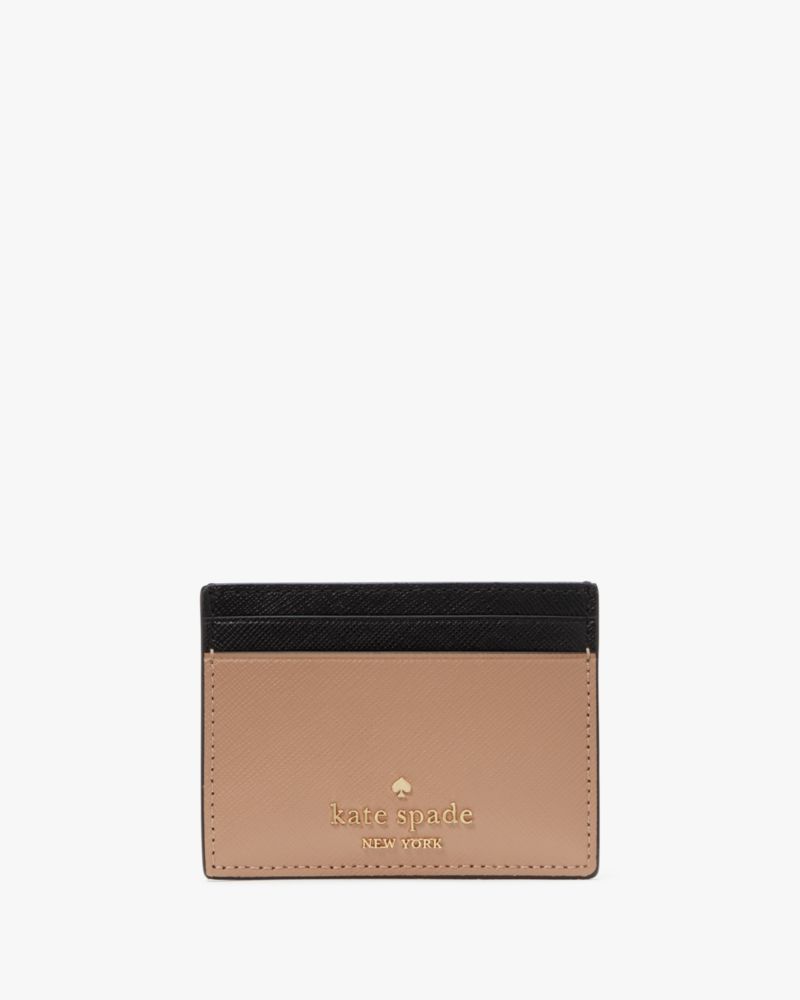 Kate Spade,Madison Colorblock Small Slim Card Holder,Brown