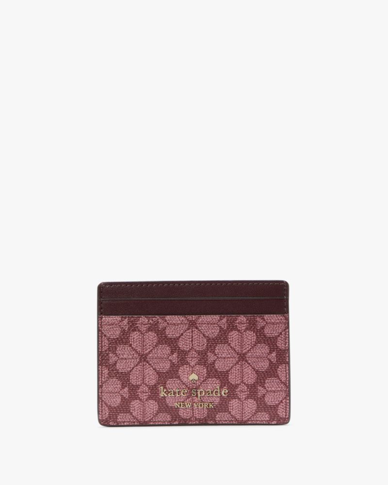 Kate Spade,Signature Spade Flower Small Slim Card Holder,Card Case,Logo,Metal,Casual,Maroon