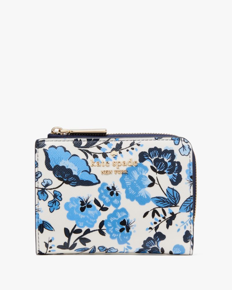 Kate Spade,Madison Vase Floral Small L Zip Wallet,Blue Multi