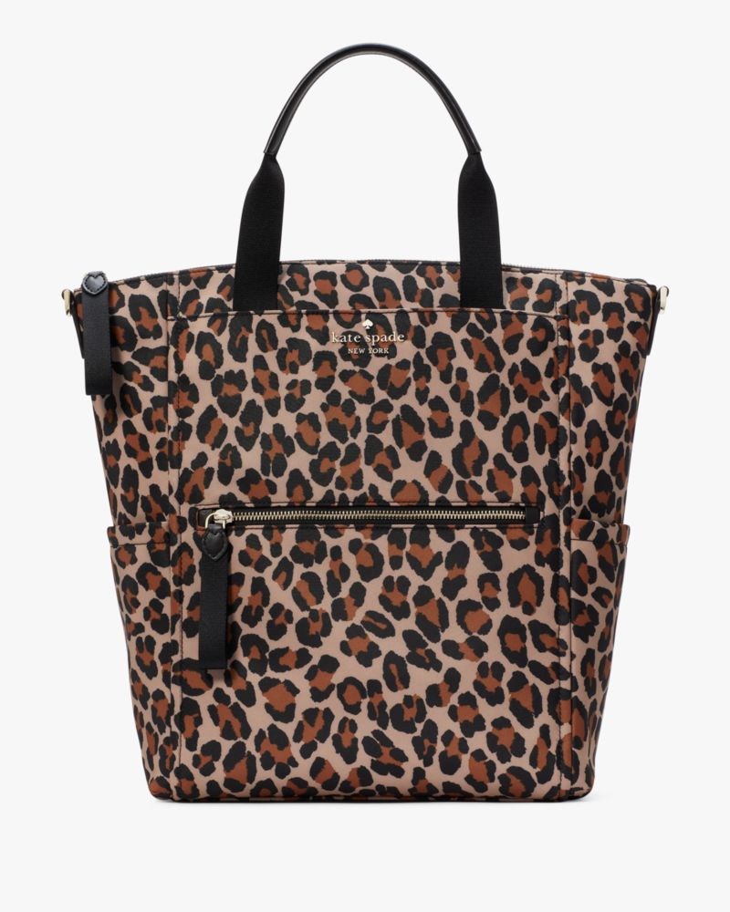 Kate Spade,Chelsea Spotted Leopard Convertible Backpack,Brown Multi