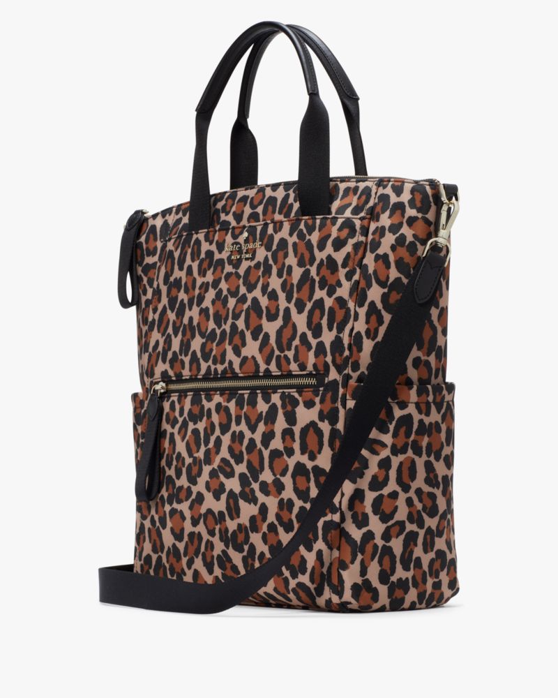 Kate Spade,Chelsea Spotted Leopard Large Convertible Backpack,Lining Polyester,Backpack,Metal Material,PVC,Logo,Casual,Act...,Multi Color