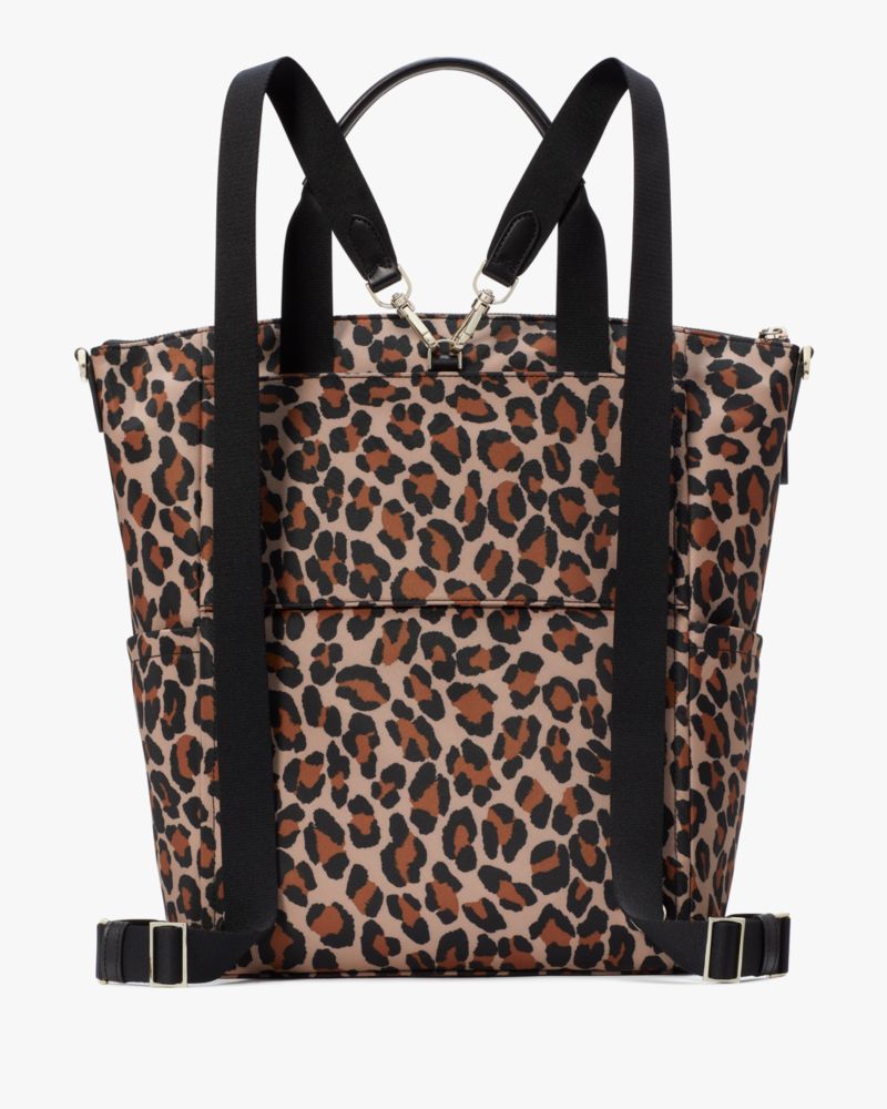 Kate Spade,Chelsea Spotted Leopard Large Convertible Backpack,Lining Polyester,Backpack,Metal Material,PVC,Logo,Casual,Act...,Multi Color