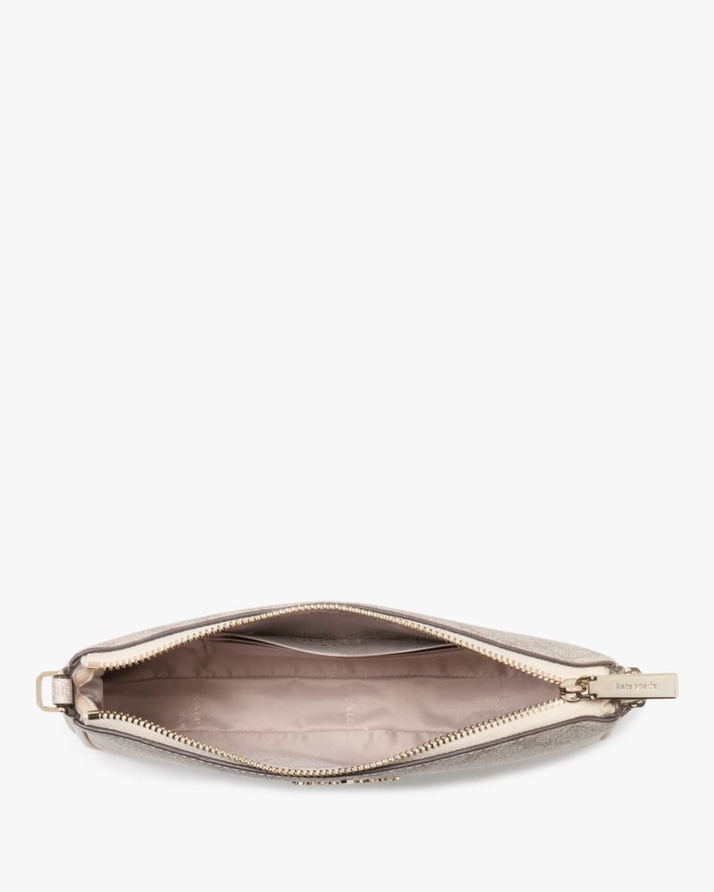 Kate Spade,Signature Spade Flower Convertible Wristlet,Crossbody,Metal Material,Piping,Casual,Cream