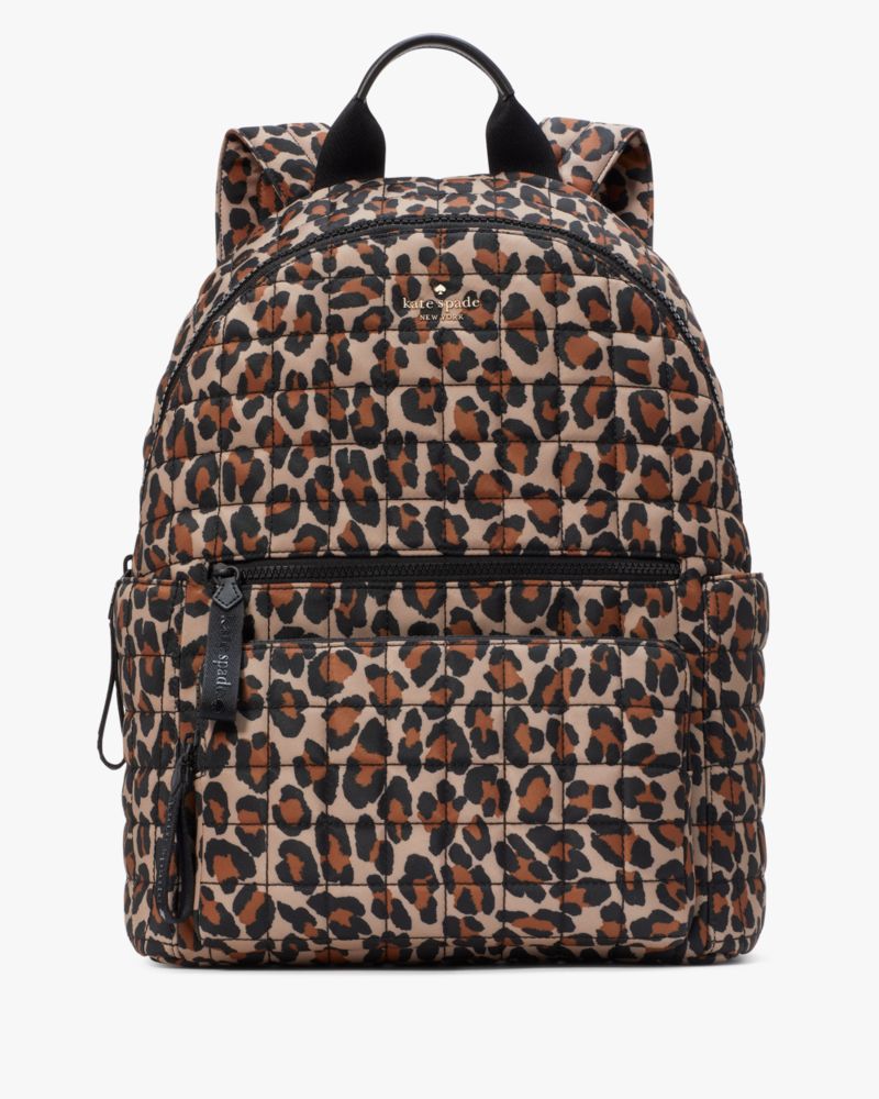 Kate Spade,Camden Quilted Leopard Backpack,Brown Multi