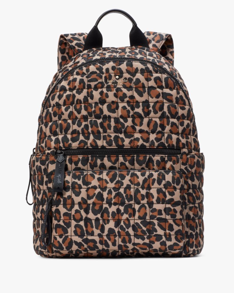 Kate Spade,Camden Quilted Large Leopard Backpack,