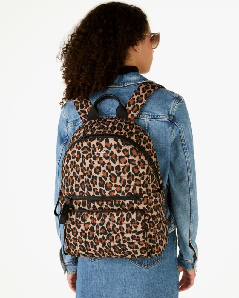 Kate Spade,Camden Quilted Large Leopard Backpack,Multi Color