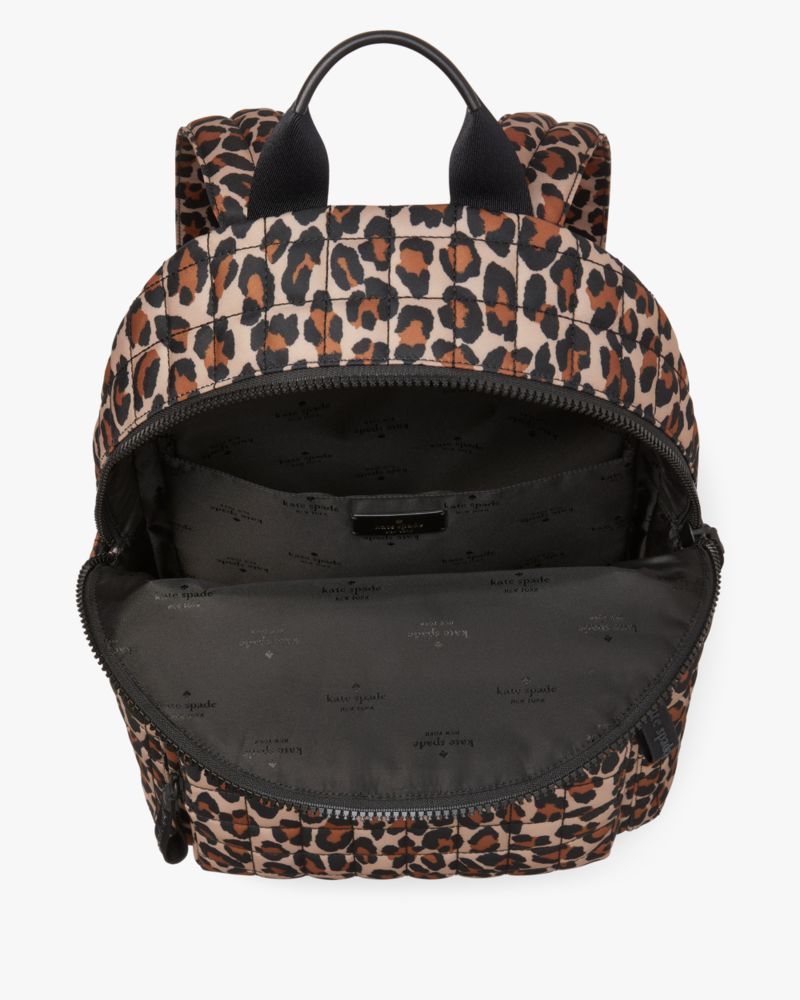 Kate Spade,Camden Quilted Large Leopard Backpack,Lining Nylon,Backpack,Metal Material,Logo,Metal,Casual,Activewear,Multi Color