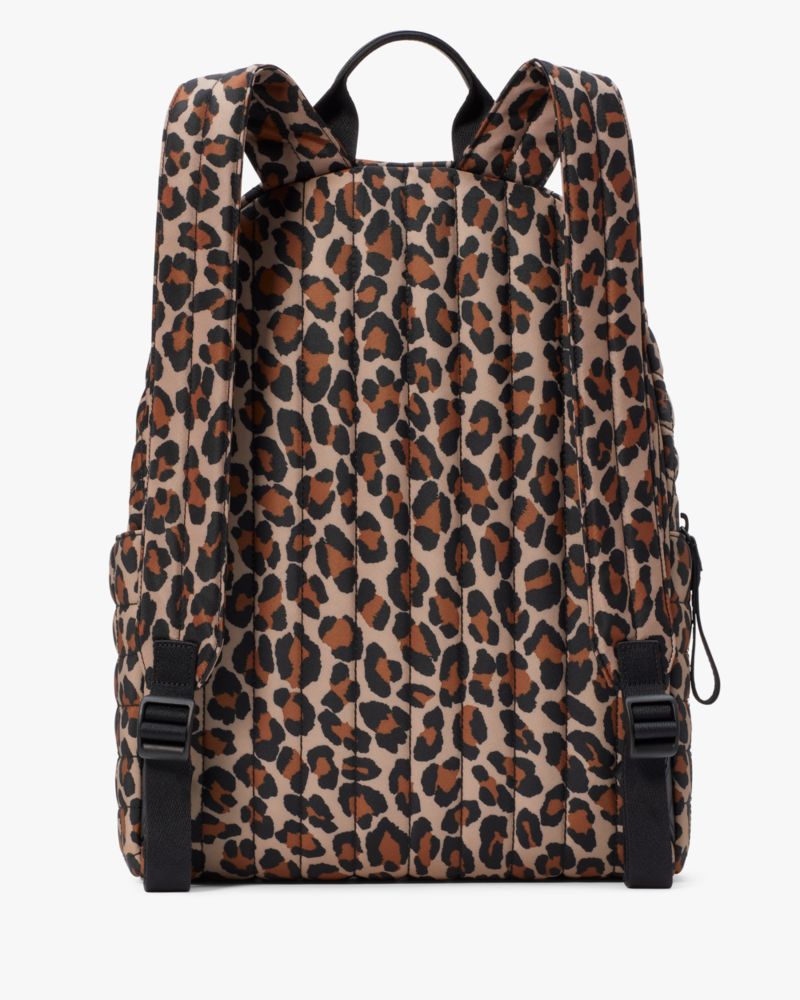 Kate Spade,Camden Quilted Large Leopard Backpack,Lining Nylon,Backpack,Metal Material,Logo,Metal,Casual,Activewear,Multi Color