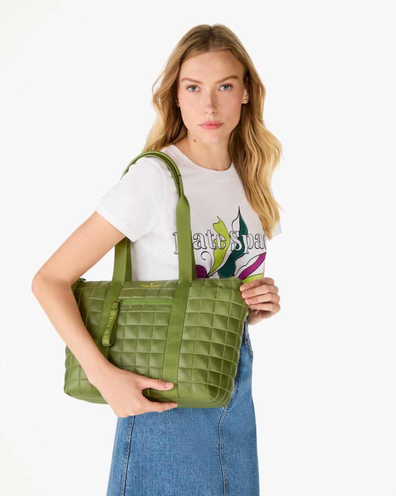 Kate Spade,Camden Quilted Small Tote,Kelp Forest