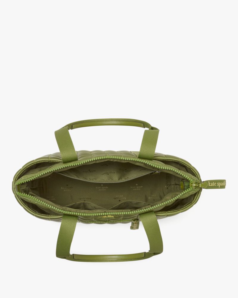Kate Spade,Camden Quilted Medium Tote,Lining Nylon,Tote,Metal Material,Logo,Casual,Olive