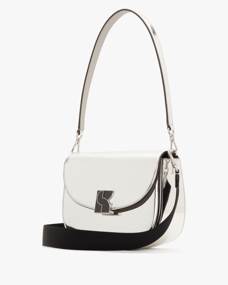 Kate Spade,ケイト・スペード ダコタ メタリック サドル バッグ,バッグ,シルバー