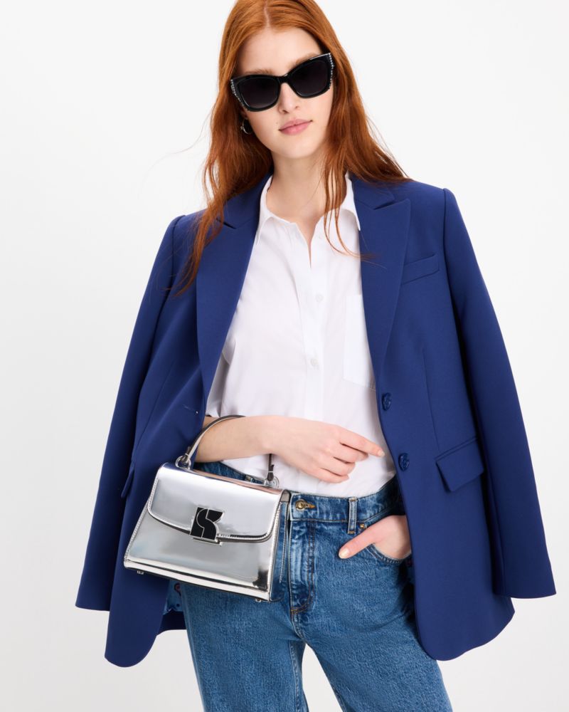 Kate Spade,ケイト・スペード ダコタ メタリック スモール  トップ ハンドル バッグ,バッグ,シルバー