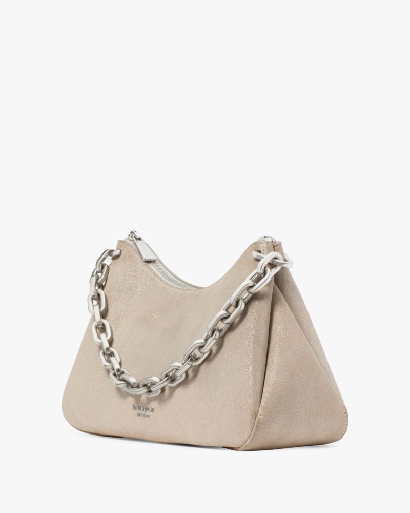 Kate Spade,Grace Glitter Suede Chain Shoulder Bag,