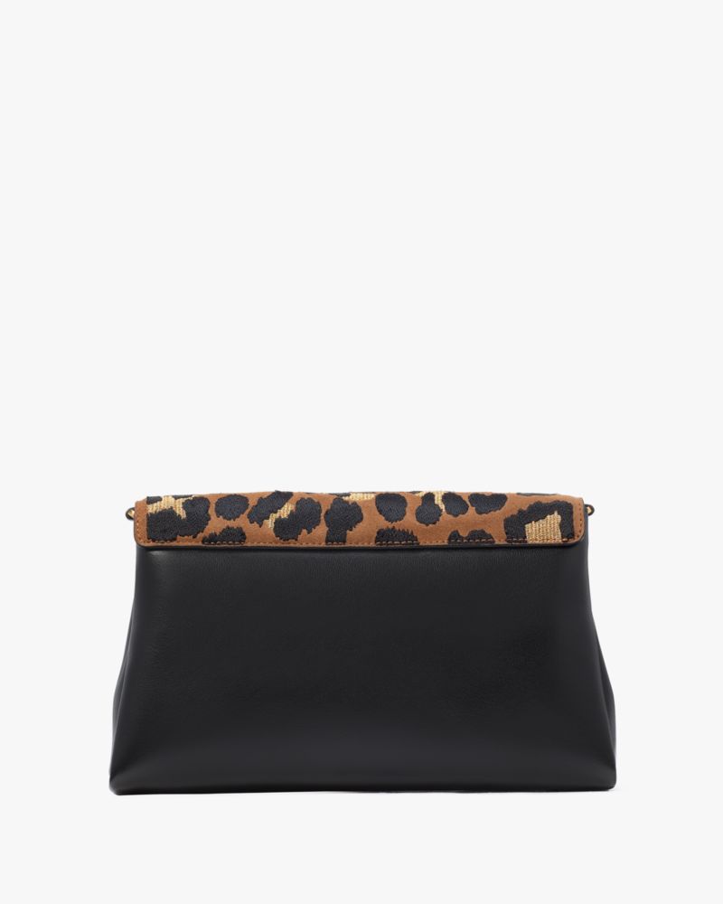 Kate Spade,グレース レオパード スエード クラッチ,クラッチ,ブラックマルチ