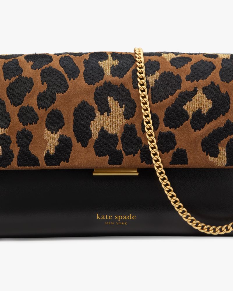 Kate Spade,グレース レオパード スエード クラッチ,クラッチ,ブラックマルチ