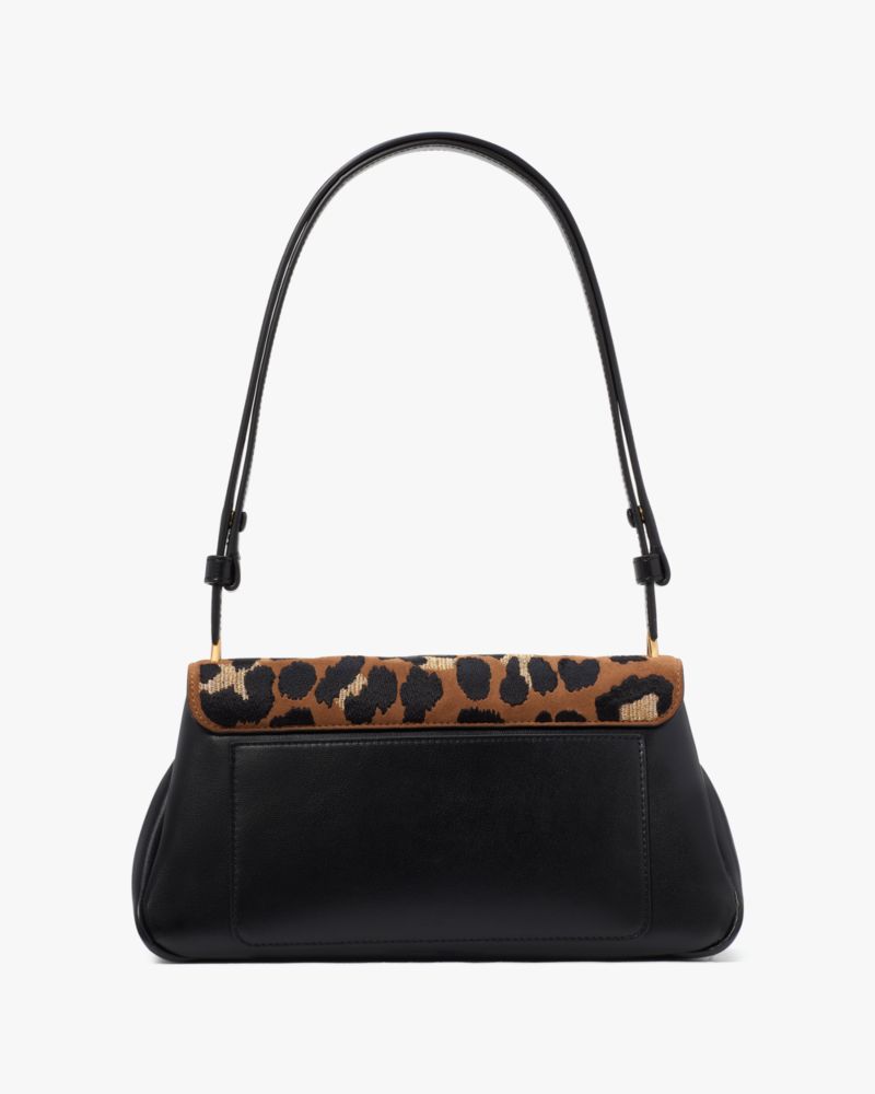 Kate Spade,Grace Leopard Suede Shoulder Bag,Leather,Suede,Shoulder Bag,Pattern,Metal,Logo,Adjustable,Day Party,