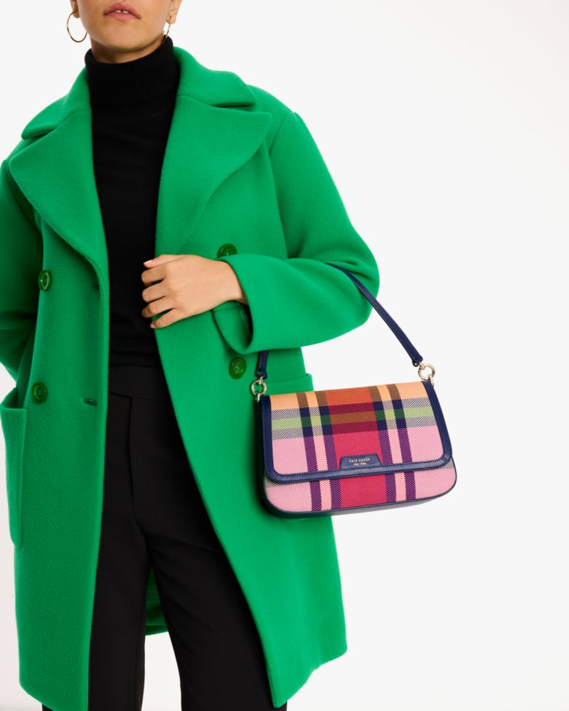 Kate Spade,Hudson Grand Plaid Flap Shoulder Bag,Multi Color