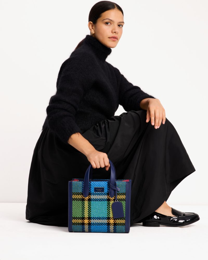 Kate Spade,Manhattan Grand Plaid Tweed Small Tote,