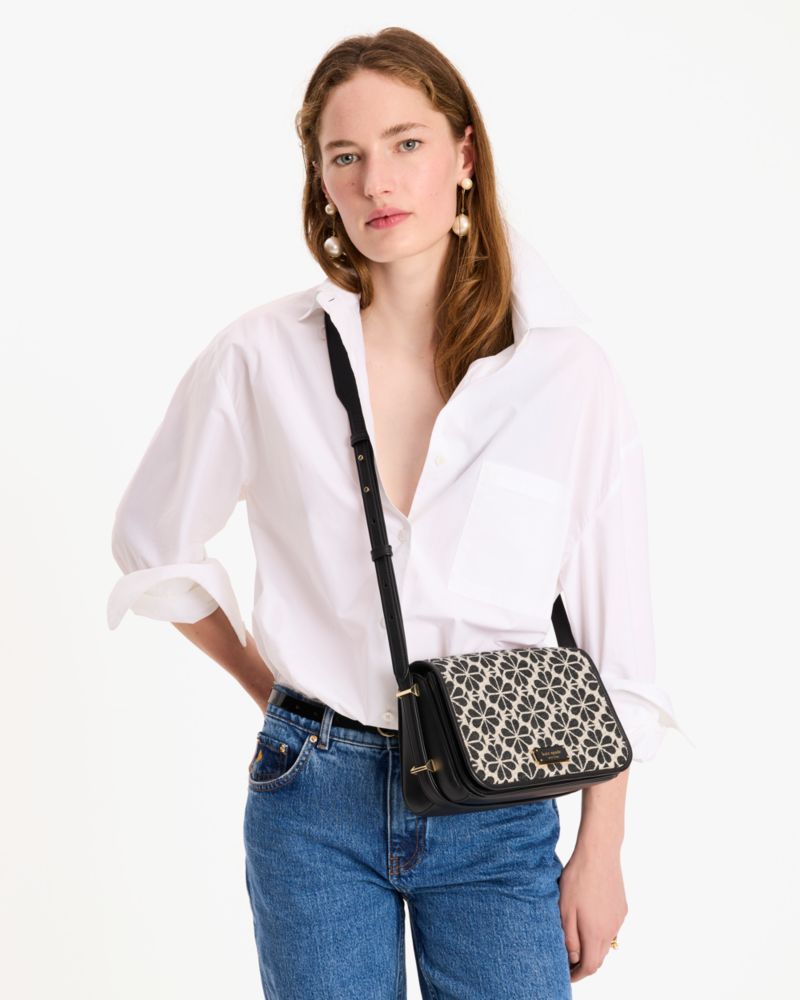 Kate Spade,Spade Flower Jacquard Small Flap Crossbody,Crossbody,Piping,Compact,Day Party,Multi Color