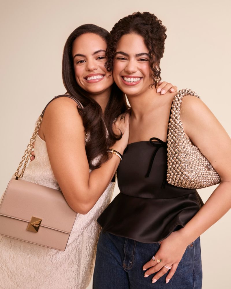 Kate Spade,Twirl Beaded Top-handle Bag,Shoulder Bag,Logo,Tag Embellishment,Bead Embellishment,Embellished,Silver Metal,Party,Multi Color