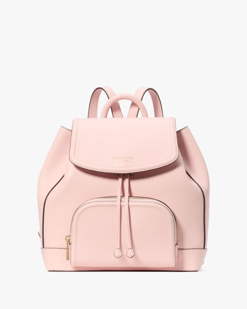 Kate Spade,Taylor Backpack,Leather,Backpack,Word Embellishment,Logo,Piping,Lined,Casual,Pink