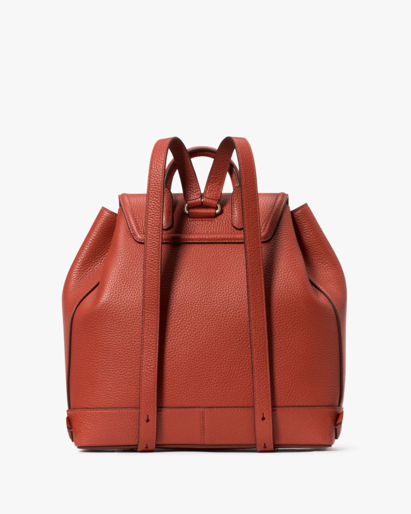 Kate Spade,Taylor Backpack,Leather,Backpack,Word Embellishment,Logo,Piping,Lined,Casual,Brown