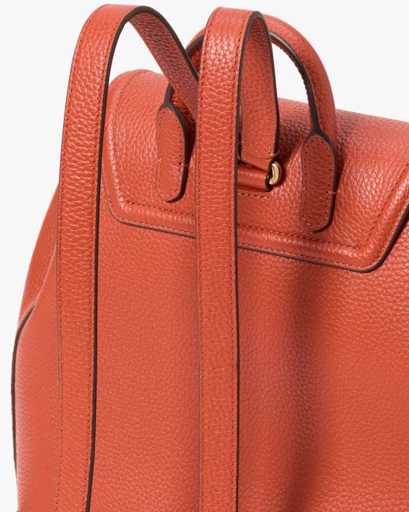 Kate Spade,Taylor Backpack,Leather,Backpack,Word Embellishment,Logo,Piping,Lined,Casual,Brown