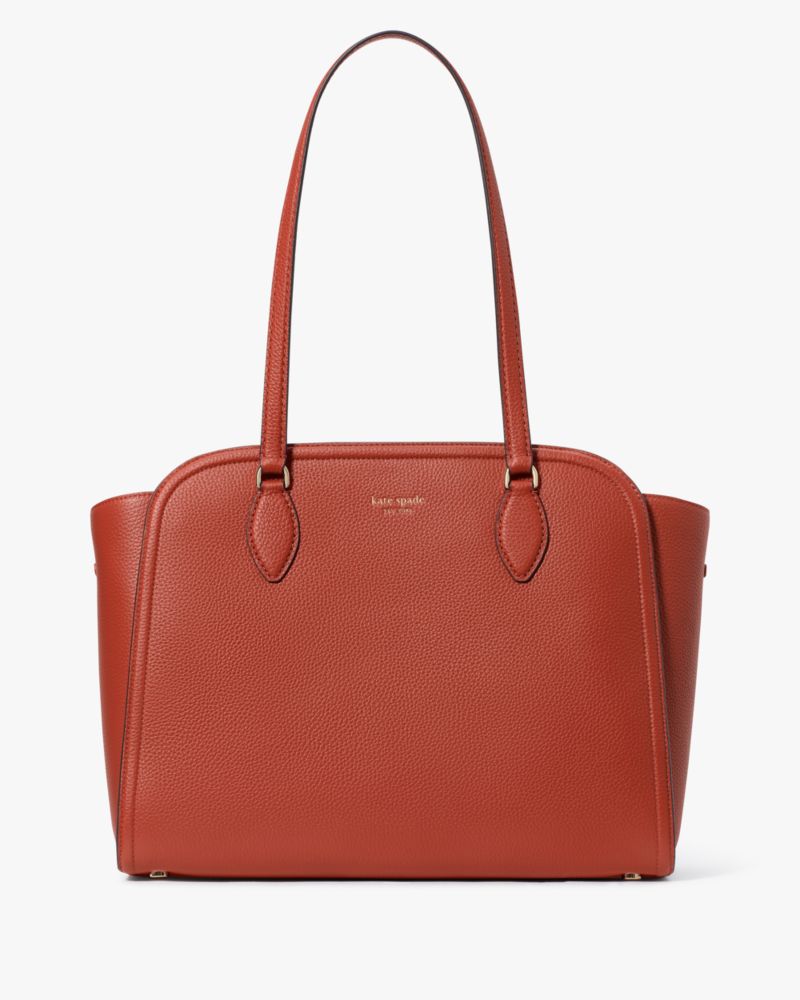 Kate Spade,Taylor Tote,Leather,Tote,Word Embellishment,Logo,Casual,Brown