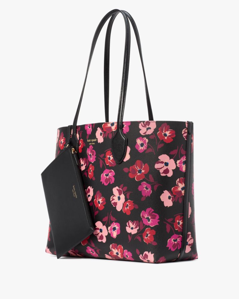 Kate Spade,Bleecker Fall Poppies Large Tote,Black