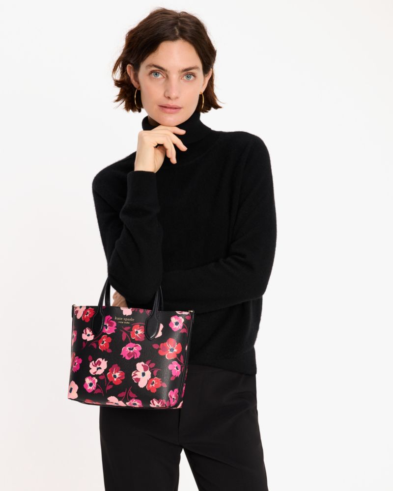 Kate Spade,Bleecker Fall Poppies Medium Crossbody Tote,Black