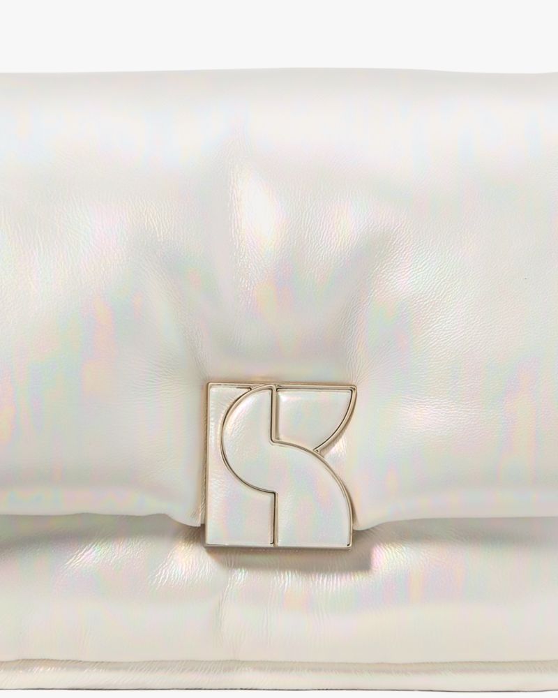 Kate Spade,Dakota Puffy Crossbody,Leather,Crossbody,Logo,Metal,Adjustable,Day Party,Gray