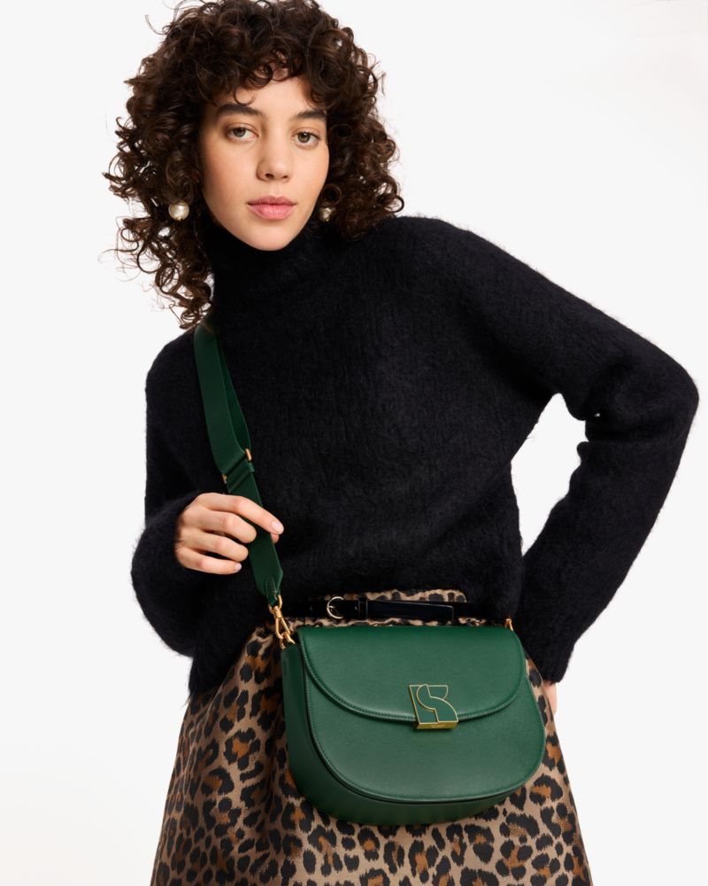 Kate Spade,Dakota Medium Saddle Bag,Saddle Bag,Logo,Casual,Emerald