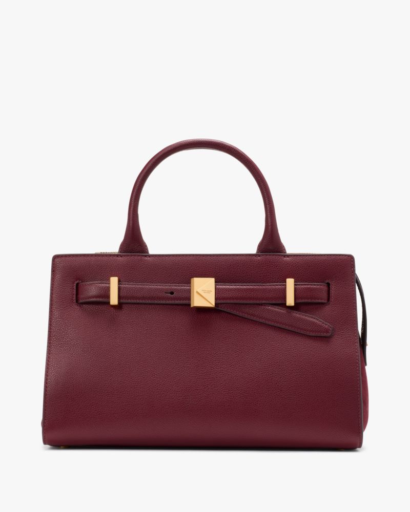 Kate Spade,Deco Pebbled Leather & Suede Medium Satchel,Satchel,Work,Casual,Maroon