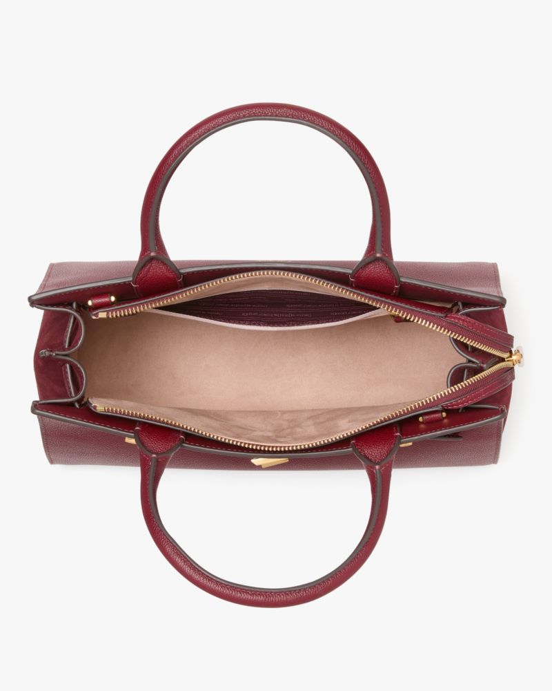 Kate Spade,Deco Pebbled Leather & Suede Medium Satchel,Satchel,Work,Casual,Maroon