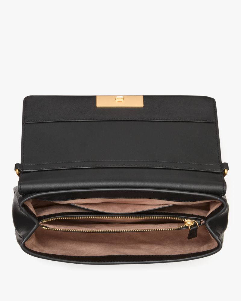 Kate Spade,Grace Embellished Lock Clutch,Leather,Clutch,Logo,Word Embellishment,Day Party,Casual,Black
