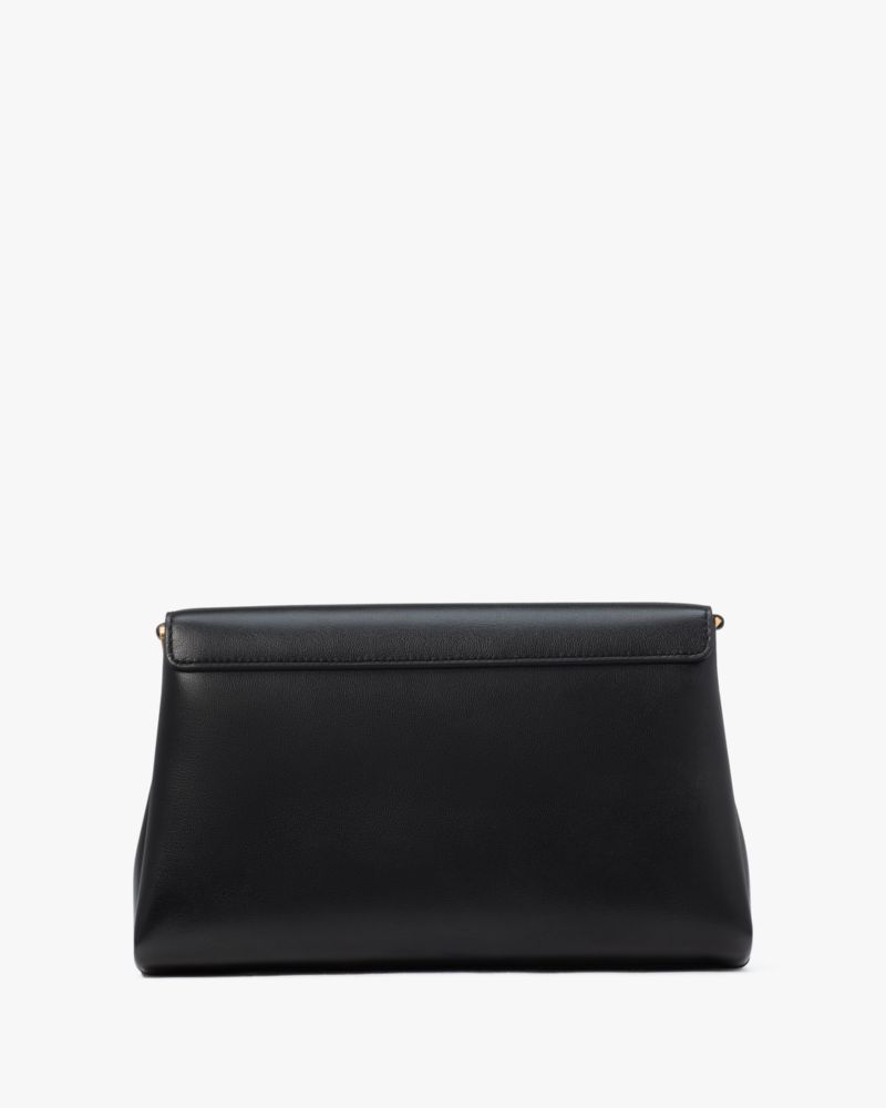 Kate Spade,Grace Embellished Lock Clutch,Leather,Clutch,Logo,Word Embellishment,Day Party,Casual,Black