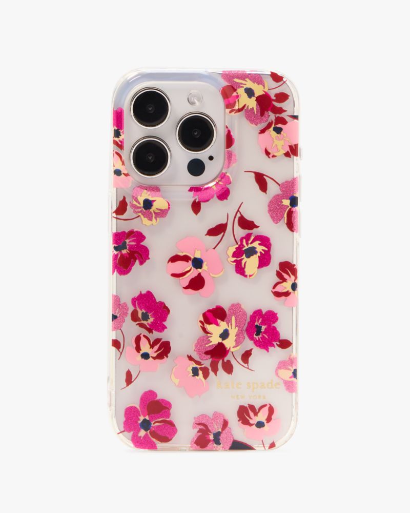 Kate Spade,Fall Poppies iPhone 15 Pro Case,Case,Logo,Casual,Multi Color