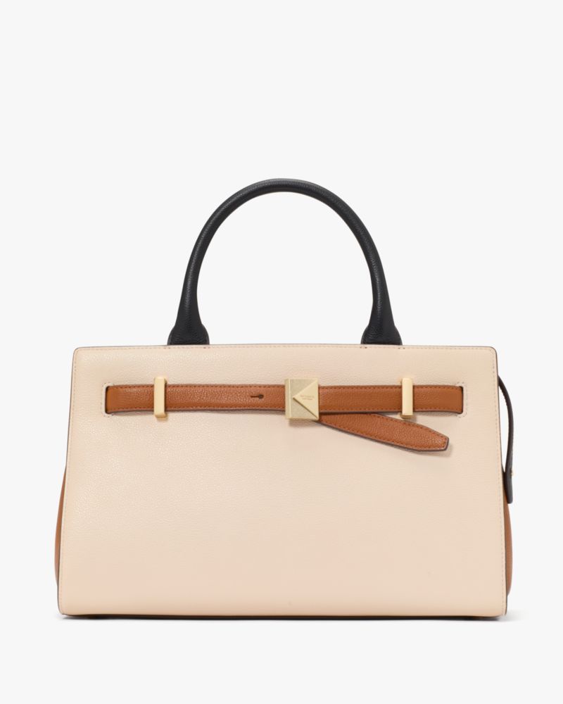 Kate Spade,Deco Colorblocked Medium Satchel,Beige