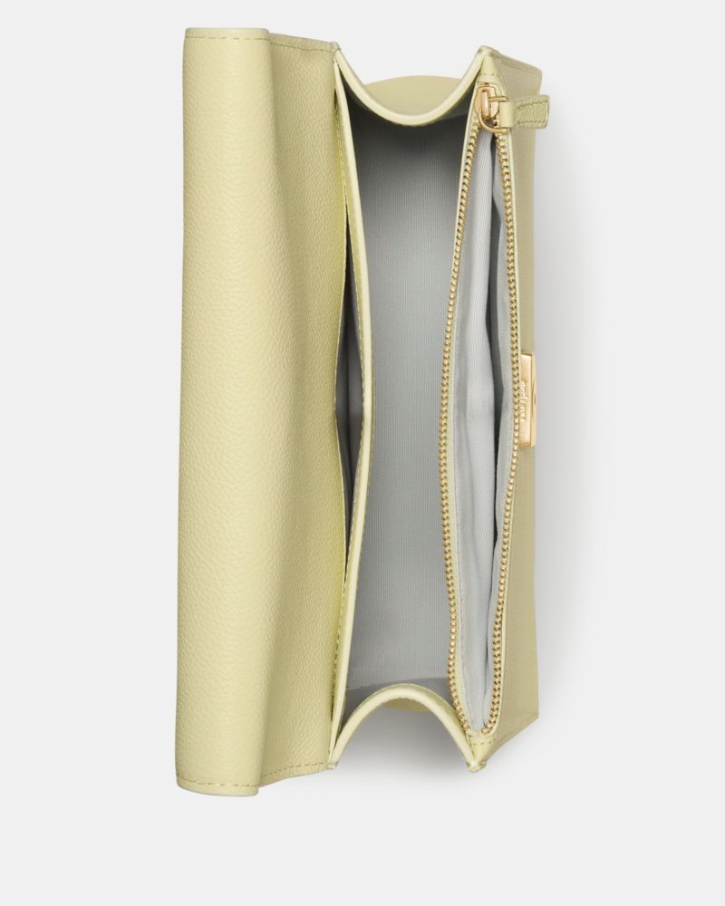 Kate Spade,Deco Chain Shoulder Bag,Leather,Satchel,Metal,Logo,Adjustable,Gold Metal,Day Party,