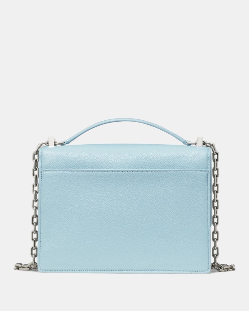 Kate Spade,Deco Chain Shoulder Bag,Leather,Crossbody,Chain Detail, Logo, Silver Embellishment,Adjustable,Water Repellent,G...,Blue