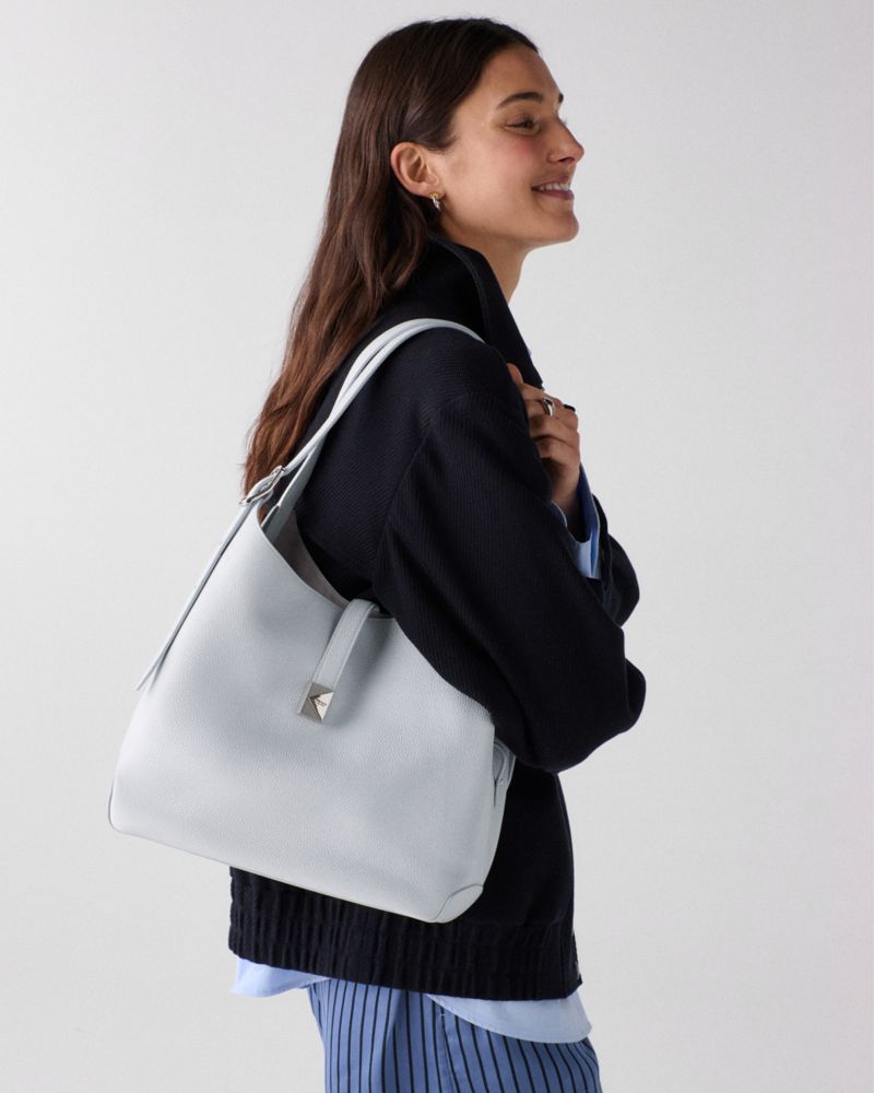 Kate Spade,Deco Large Shoulder Bag,Leather,Shoulder Bag,Logo,Metal,Casual,