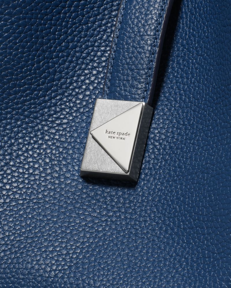 Kate Spade,Deco Crossbody Tote Bag,Leather,Shoulder Bag,Logo,Metal,Gold Metal,Casual,Navy