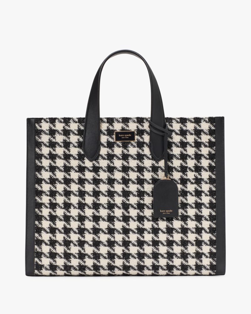 Kate Spade,Manhattan Houndstooth Tweed Large Tote,