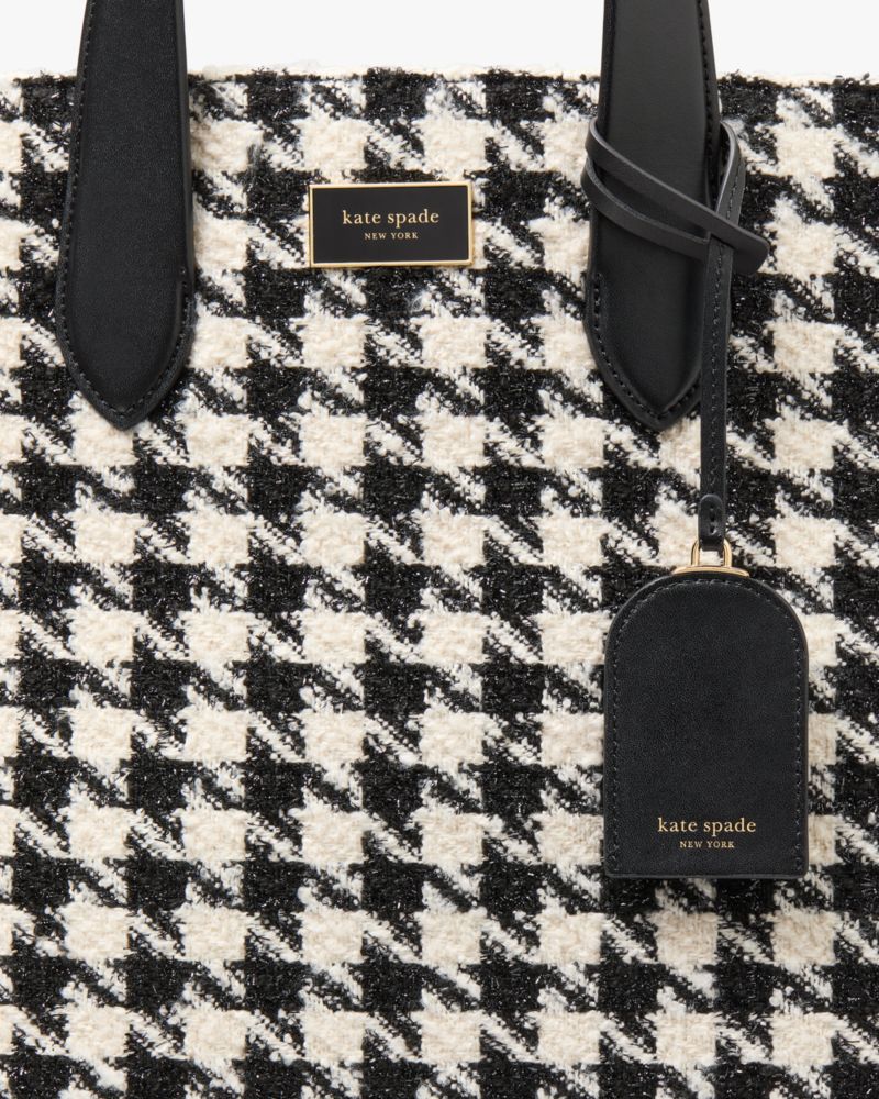 Manhattan Houndstooth Tweed Large Tote | Kate Spade GB