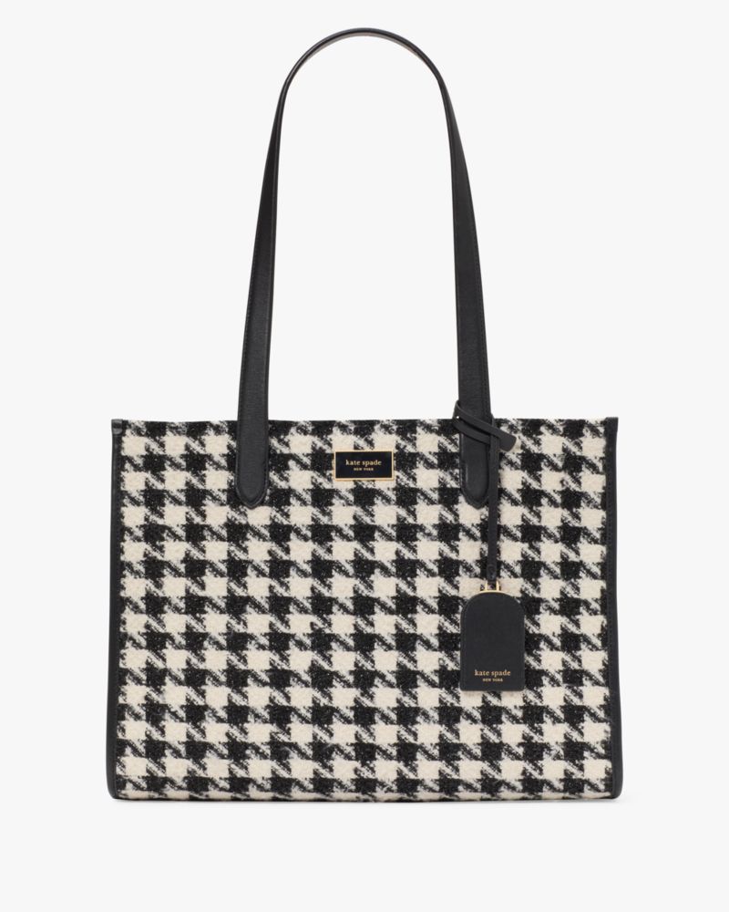 Kate Spade,Manhattan Houndstooth Tweed Large Market Tote,Multi Color