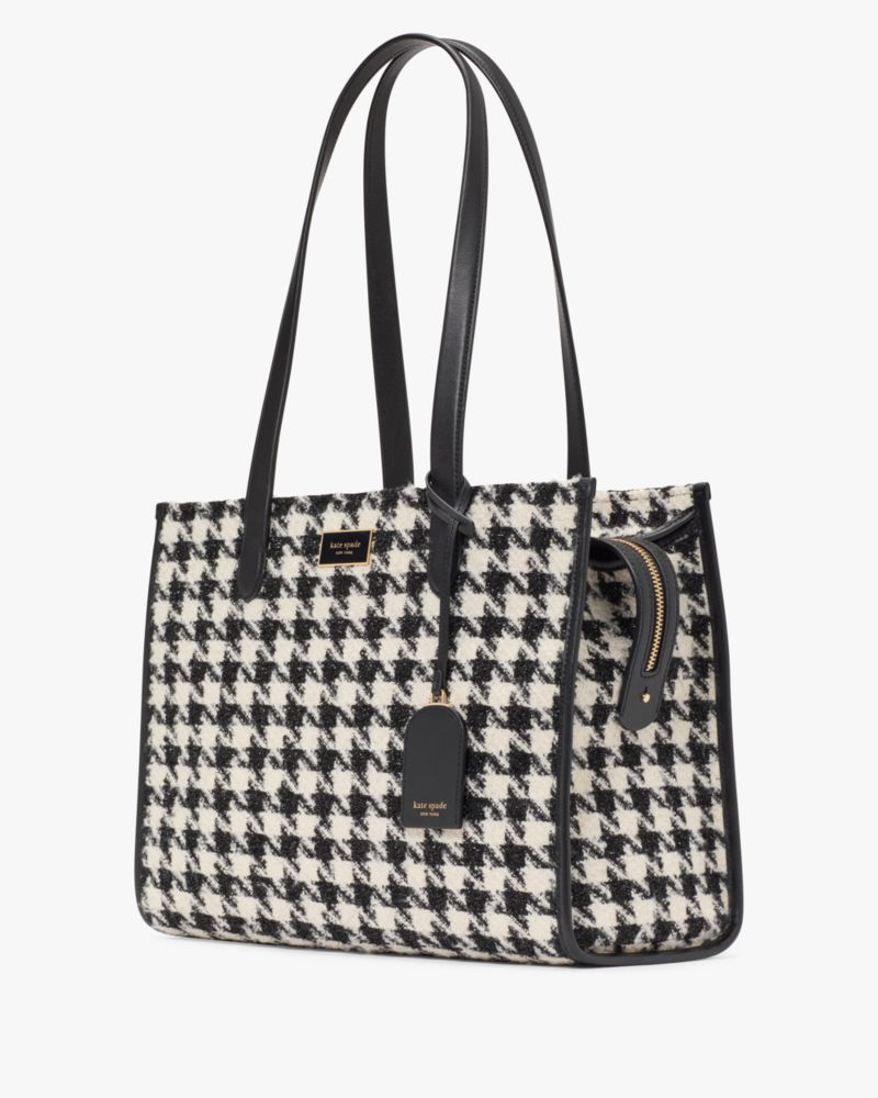 Kate Spade,Manhattan Houndstooth Tweed Large Market Tote,Tote,Logo,Work,Multi Color